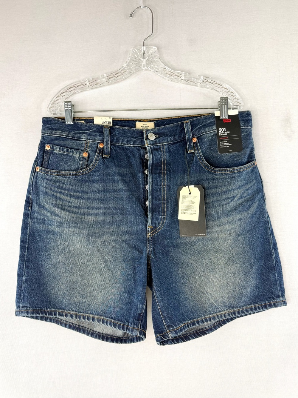 Levi's Premium 501 Mid-Thigh Button-Fly High-Rise Denim Shorts NWT